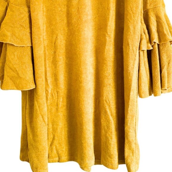 Mustard Yellow Bell Sleeve Knee Length Dress Keyhole Sweater Dress 2xl 3xl - Picture 11 of 11